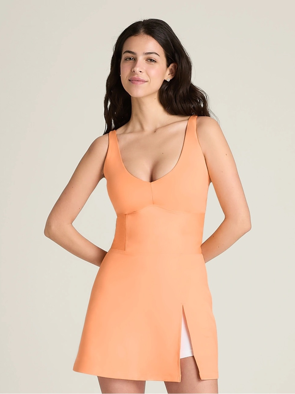 Sleeveless Peach Scoop-Neck Tennis Dress